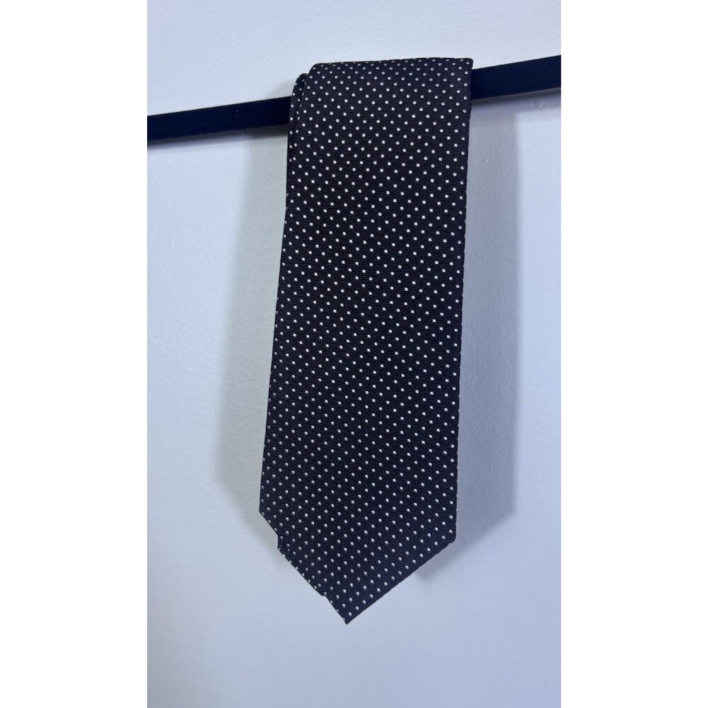 Burberrys Mens Brown White Polka Dot 100% Silk Tie - EUC